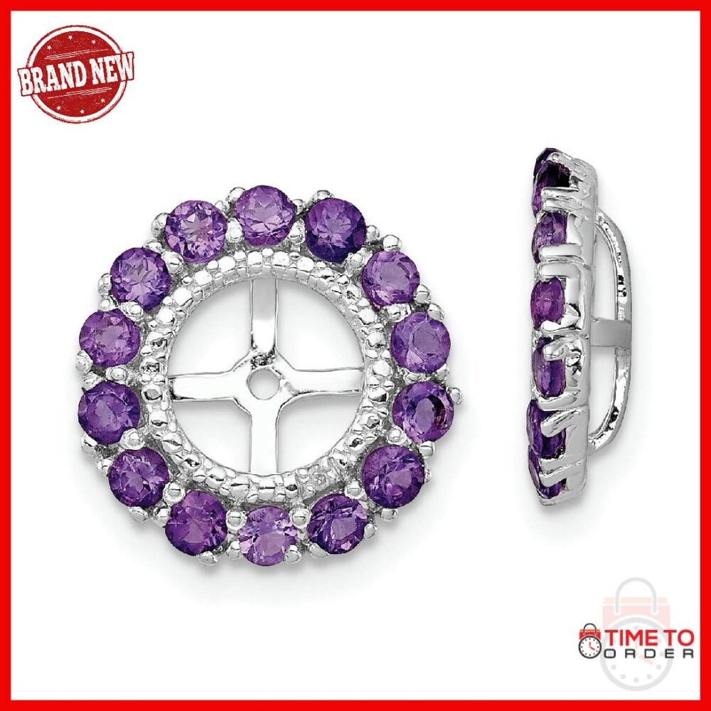 Sterling Silver Diamond Amethyst Earring Jackets 13mm